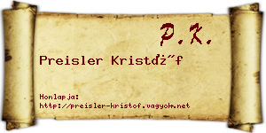 Preisler Kristóf névjegykártya